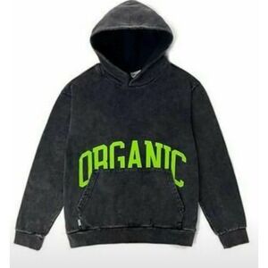 Larry June Midnight Organic Hoodie Washed Black Comfort Casual Size M Cotton